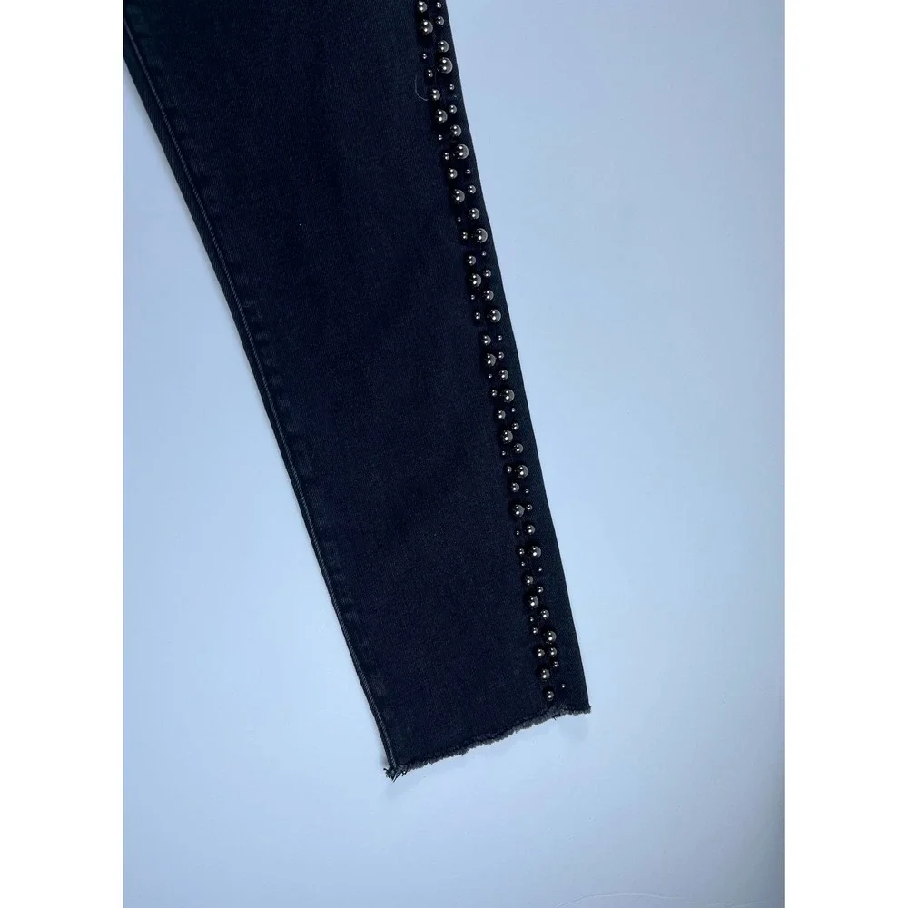 Driftwood Jackie Dressy Studded Skinny Jeans for Summer Black Frayed Hem W29 L28